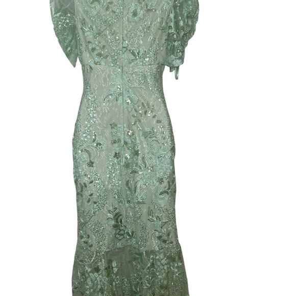 Mac Duggal 68266 Mint Beaded Lace Embroidered Midi Dress Size 4 NWT - Picture 3 of 6